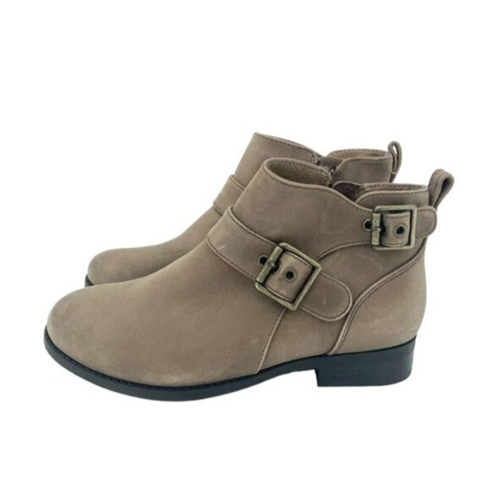 Vionic Women Logan Round-Toe Buckle Accent Ankle Bootie Brown US 6 New